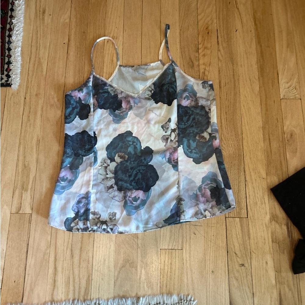 H&M Blue and Cream Floral Camisole